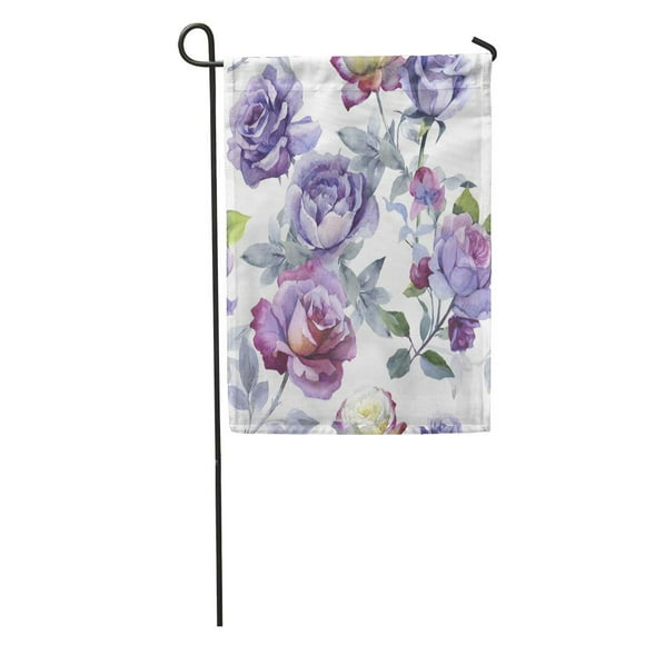 POGLIP Wildflower Rose Flower Pattern in Watercolor Full Name of The Garden Flag Decorative Flag House Banner 12x18 inch