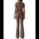 thumbnail image 3 of Pantalón de Traje de Corta Ajustado de Color Liso, Talla Café, Talla XS, 3 of 10