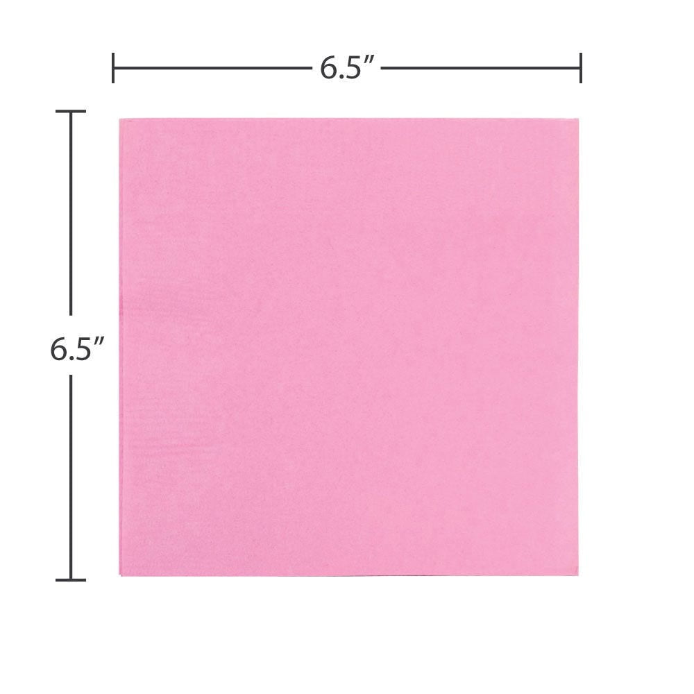 JAM Paper Medium Lunch Napkins, 6 1/2 x 6 1/2, Baby Pink Pastel, 40/Pack