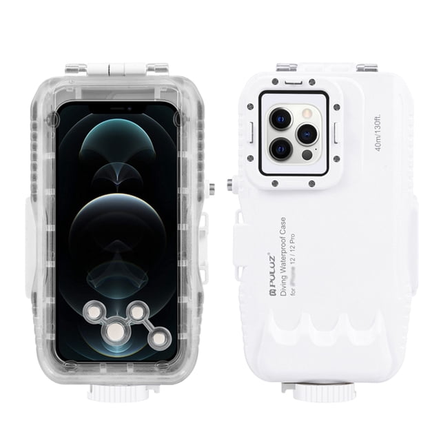 Funda Submarina PULUZ para iPhone 12/12 Pro, Resistente a 40m de Profundidad, Protección Total de PC y Vidrio, Ideal para Fotografía Subacuática y Actividades Acuáticas.