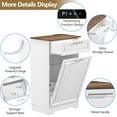 thumbnail image 2 of Single 10 Gallon Tilt Out Trash Can Cabinet with Deodorizing Function, Wooden Hidden Garbage Can Holder with Storage Drawers for Kitchen and Dining Room, Laundry Hamper Cabinet for Bathroom, White, 2 of 9