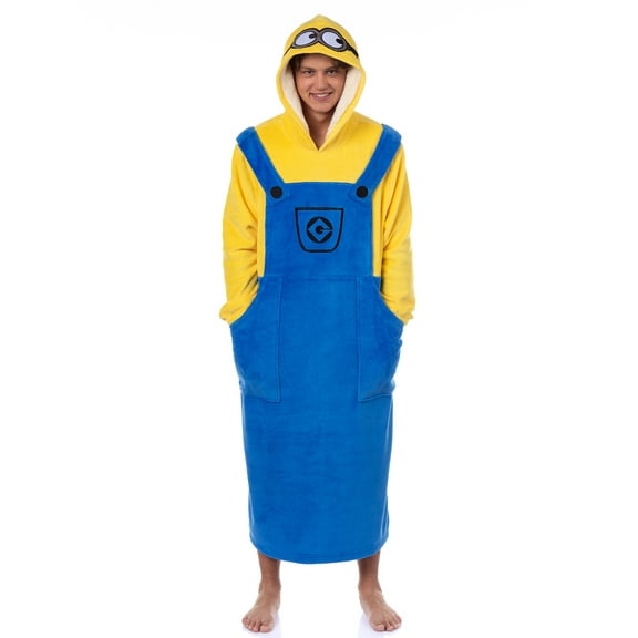 Minions Costume Adult Fleece Oversized Blanket Hoodie Sleeper Pullover Pajama Loungewear
