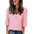 thumbnail image 2 of Inleife Womens Half Sleeve Tops Fashion Ladies Casual Basic Tees V-Neck Relaxed Fit Pleated T-Shirt for Daily Wear, 2 of 6