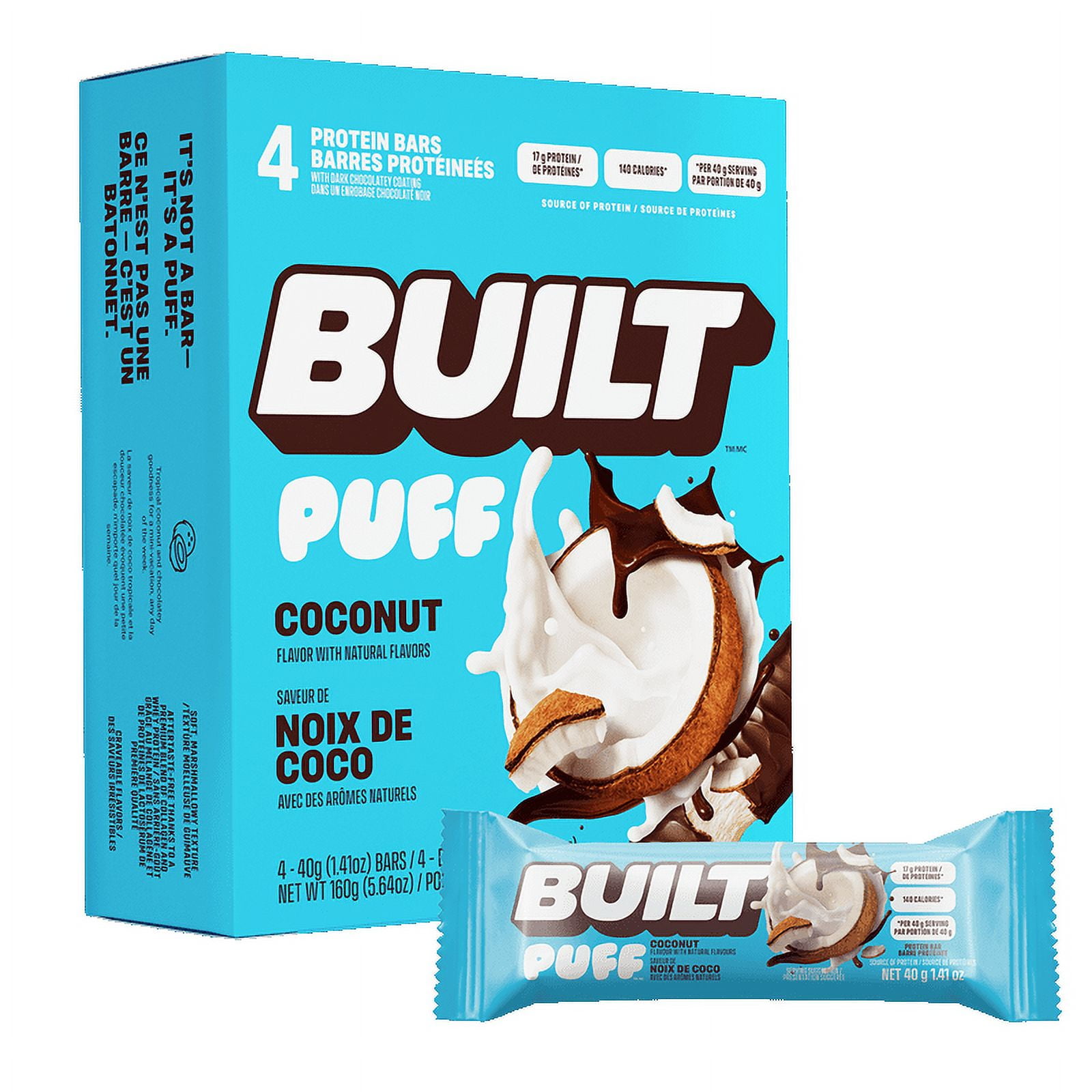 Built Bar, Coconut Puffs 40g x 4 Count