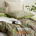 thumbnail image 6 of Nayoroom Boho Duvet Cover King Size, 3 Pieces Boho Vintage Flowers Reversible Soft Microfibre Duvet Cover Set, Olive, 6 of 10