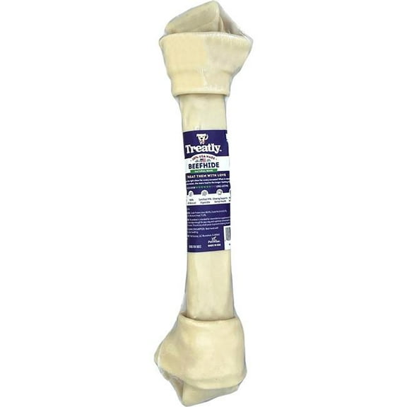 Treatly 12154 13 in. 100 Percent USA Beef Hide Bone Banded - Natural - Case of 8