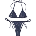 thumbnail image 1 of Traje de baño de dos piezas con parte superior halter metálica y lazos laterales para mujer, 1 of 5