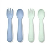 OXO Tot Toddler Plastic Fork and Spoon 4 Piece Set for 12+ Months, Opal and Dusk