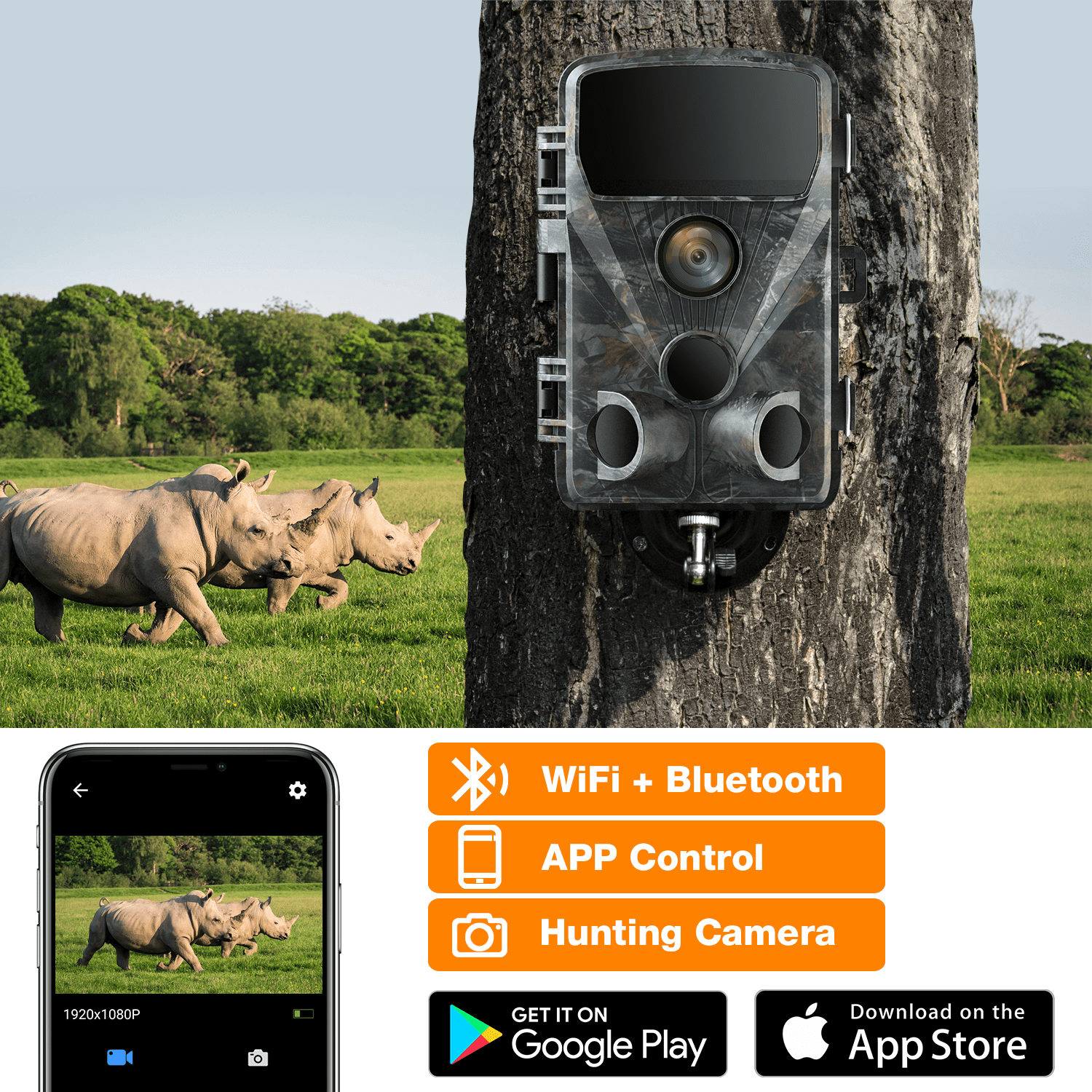 CAMPARK Trail Camera WiFi 4K 24MP Game Hunting Camera with Night Vision Waterproof IP66