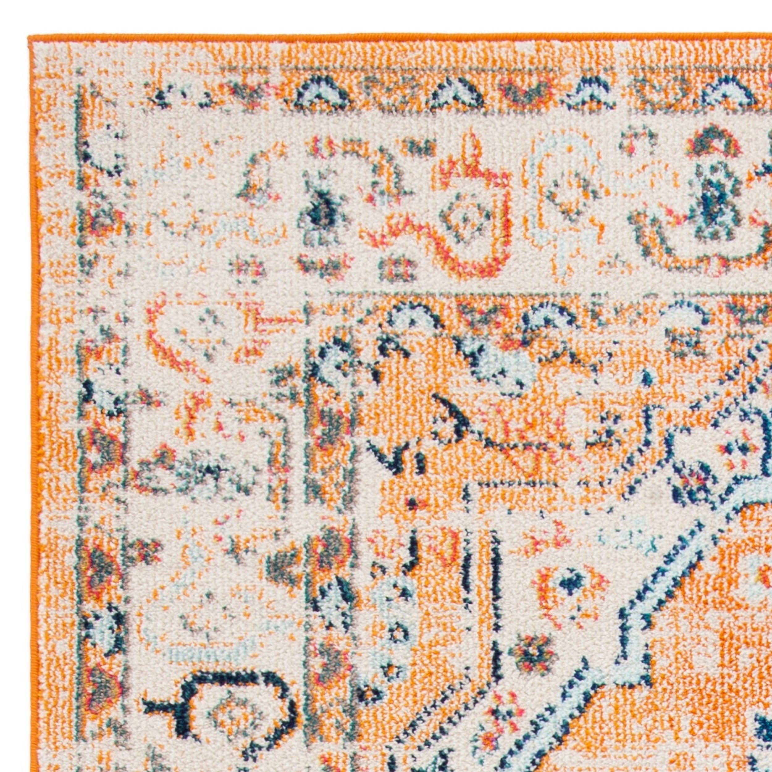 SAFAVIEH Madison Trenton Vintage Traditional Area Rug, Orange/Ivory, 9' x 12'