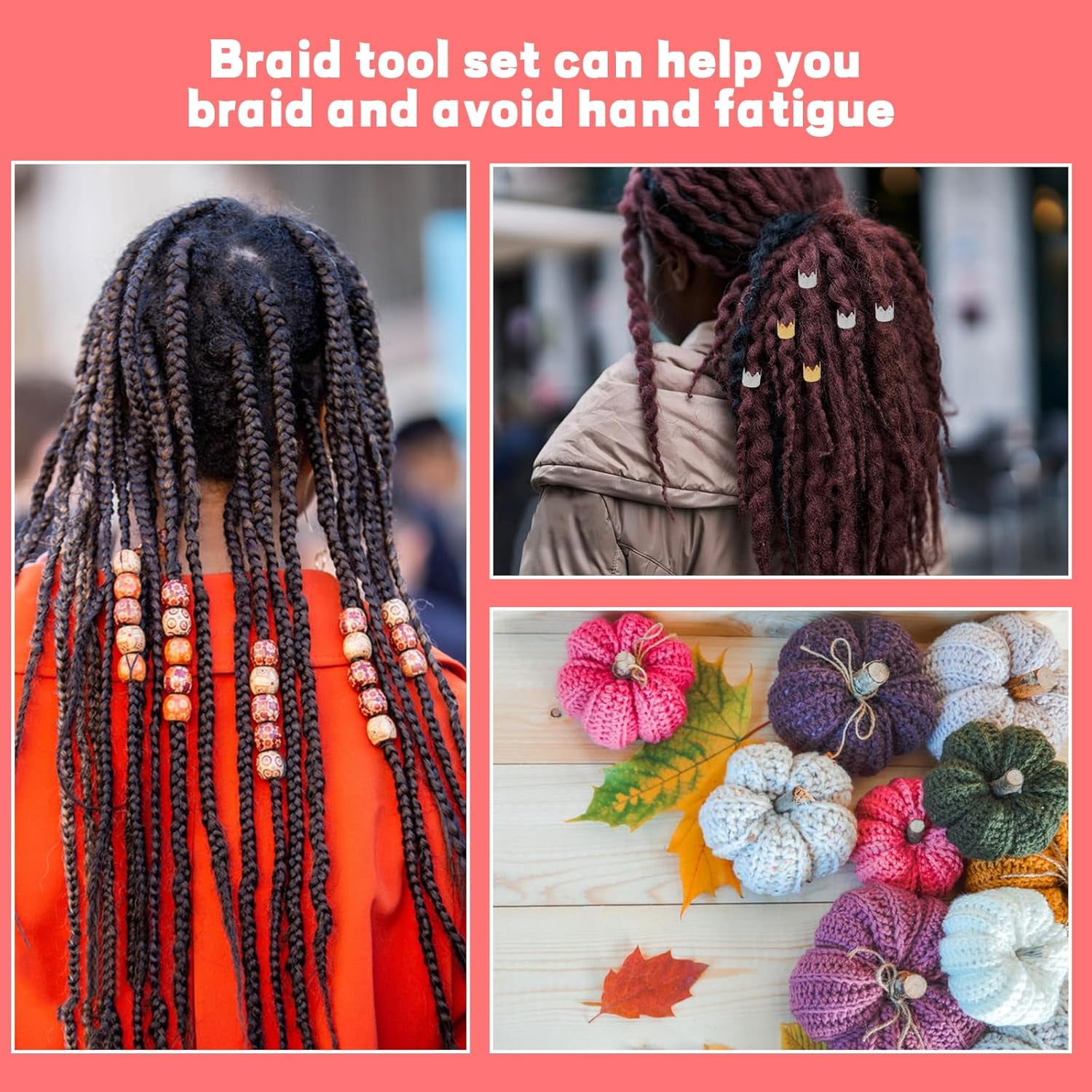 Dreadlock Crochet Hook, 48 Pcs Dreadlock Crochet Hook Tool, 6 Dreadlock Crochet Needle, Different Size Bent Latch Hook, Crochet Needle for Hair Braiding with Case and Dreadlocks Tool