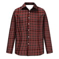 thumbnail image 4 of Button Down Flannel Shirt for Men Long Sleeve Plaid Casual Checkered Top Workwear Out Autumn Winter Soft Breathable Style Red L, 4 of 6