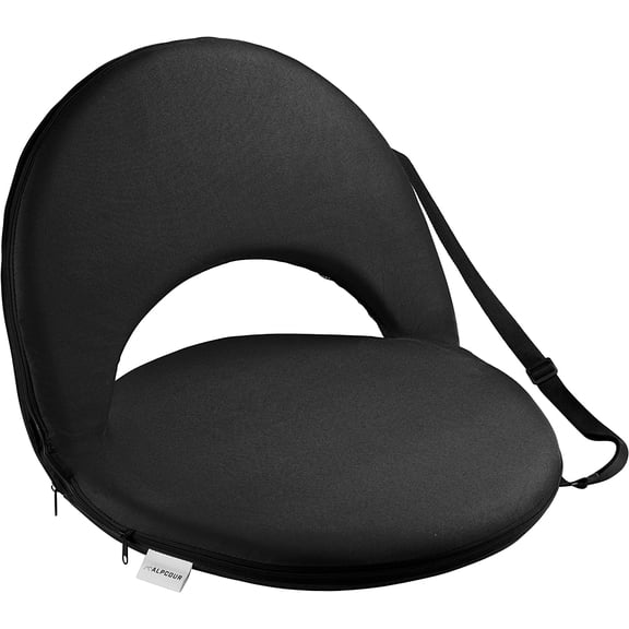 Alpcour Reclining Stadium Seat - Waterproof, 6-Position Comfort for Outdoor Use - Black