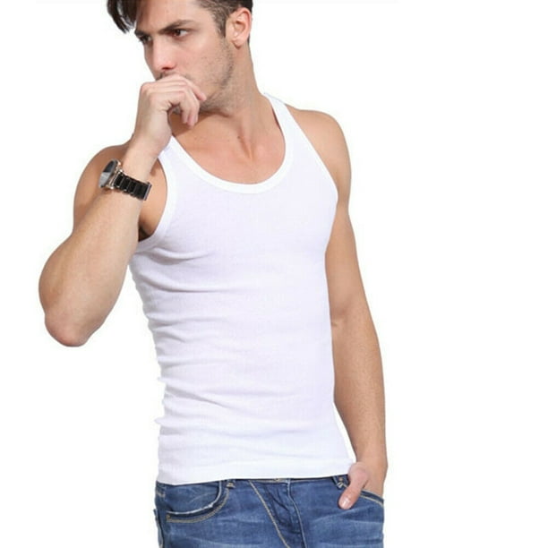 Men Tank Tops Cotton Undershirt Bodybuilding Singlet Fitness Sleeveless Vest