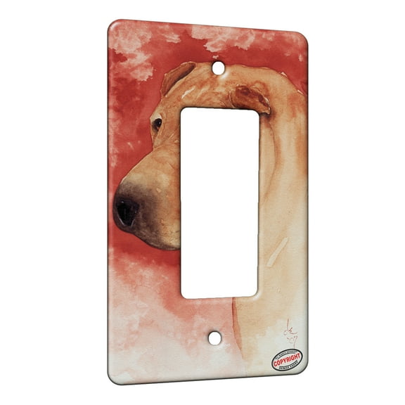 KuzmarK™ 1 Gang Rocker Wall Plate - Chinese Shar Pei Fawn Horsecoat Head Study Art by Denise Every
