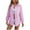 Pink, variant on Inleife Striped T-Shirts Women Women's Fashion Solid Lapel Long Sleeves Casual T-Shirt Top
