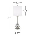 thumbnail image 6 of Possini Euro Design Modern Buffet Table Lamp 32" Tall Brushed Nickel Metal Gourd White Fabric Cylinder Shade for Living Room House Dining Entryway, 6 of 8