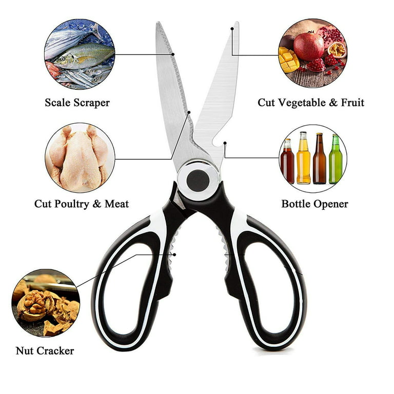 Mother's DAY Gift Kitchen Shears, Multifunctional Heavy Duty Kitchen  Scissors Poultry Shears - Ultra Sharp Stainless Steel Shears for Chicken,  Poultry, Fish, Vegetables and BBQ (black+white) 