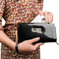 thumbnail image 6 of Women's Black Glossy Patent Leather Wallet With Card Holder Organizers and Convertible Vegan Leather Strap Wristlet, 6 of 6