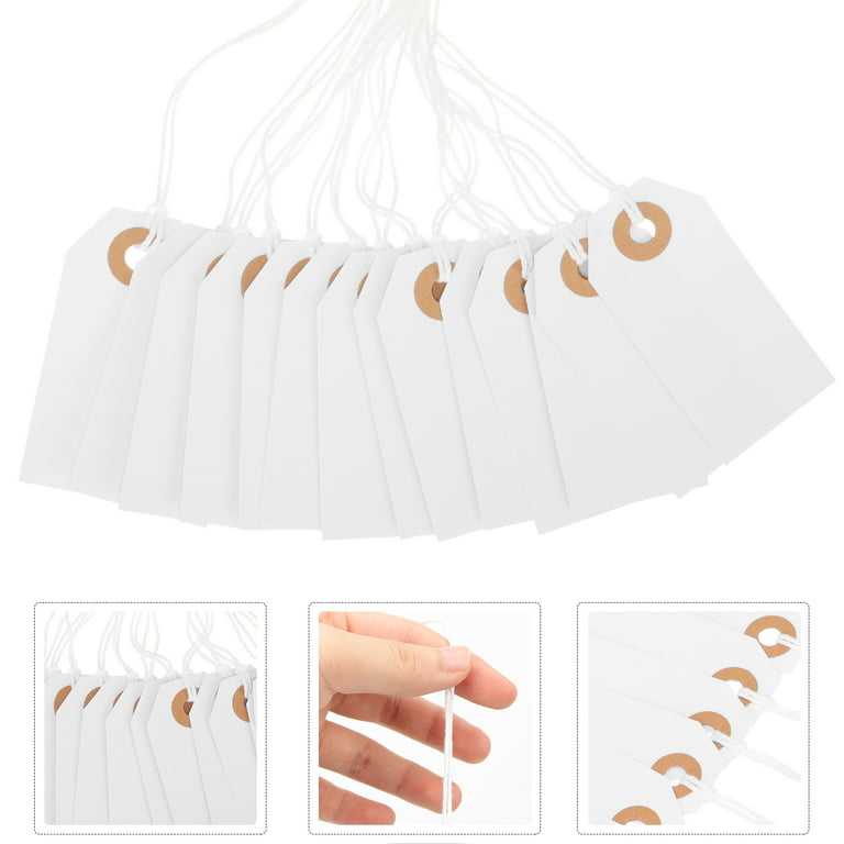 100Pcs Paper Blank Hanging Tags Label Tags with String and Hole