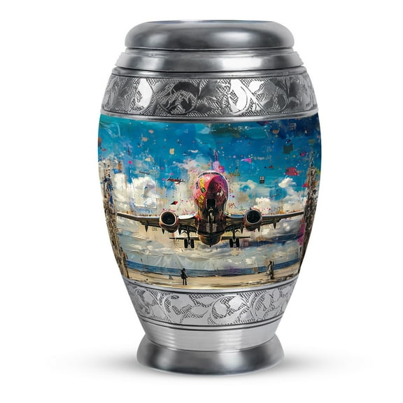 KARYLIZ Airplane Urns For Human Ashes Adult Man - Cremation Urns For Male Female - Funeral Decorative Urn for Burial and Memorial - Large Urn For Daughter And Son Holds 200 Cubic 10 Inch