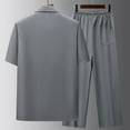 thumbnail image 4 of Men's Summer Casual Short Sleeve Turndown Collar Shirt Tops Set Regular Fit Loose Outfits for Beach Vacation Golf Travel Streetwear Modern Fashion Essential | AESTIVO,Dark Gray L, 4 of 8