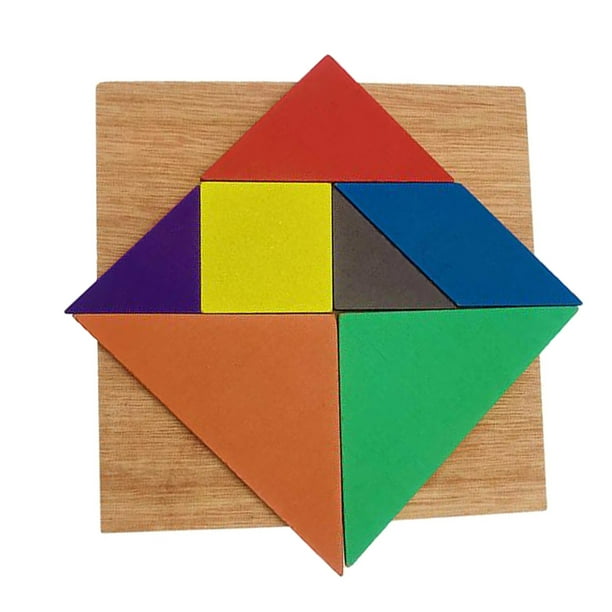 Newcreativetop 7 Piece Children Educational Toy Colorful Wooden Brain  Training Geometry Tangram Puzzle