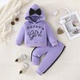 thumbnail image 2 of Zuwimk Toddler Boy And Girls Clothes Long Sleeve Hooded Pullover Letter Print Sweatshirt + Pants 2pcs Fall Winter Outfit Set(T040-Purple), 2 of 9