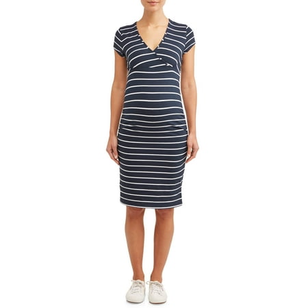Oh! Mamma Maternity stripe nursing friendly knit dress - available in plus sizes
