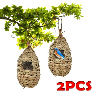 Bird House Hand Woven Hummingbird Houses Nest Small Hanging Audubon Birdhouse, 2 Pack