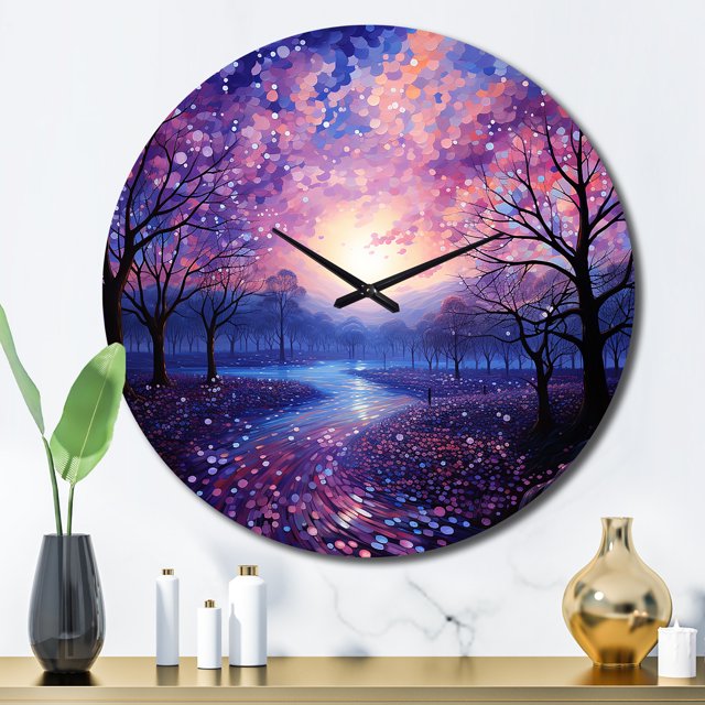 Designart "Transcendent Twilight Sky Photo wall art" Landscapes Oversized Wall Clock