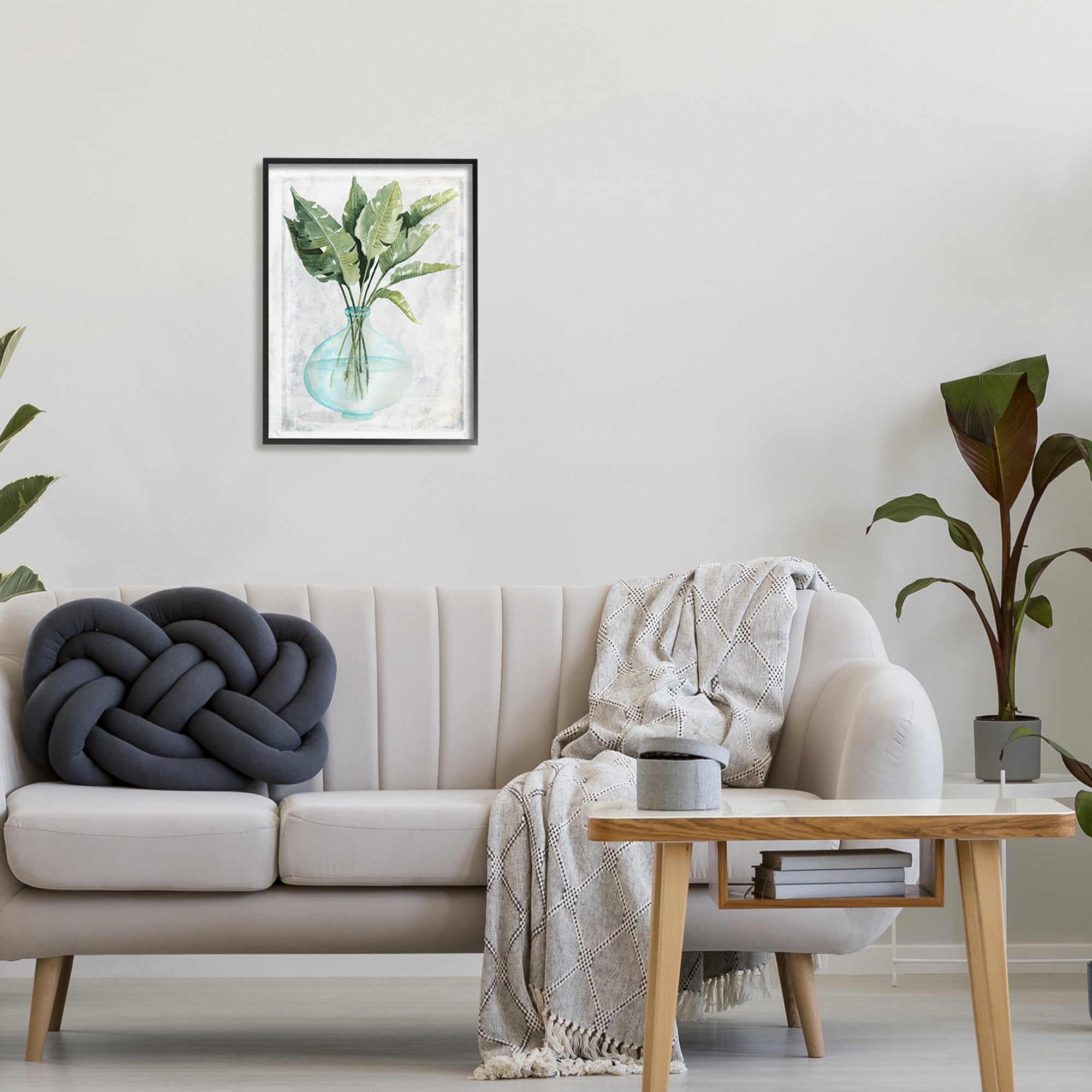 Stupell Industries Green Plant Leaves Glass Vase Rustic Illustration , 16 x 20, Design by Cindy Jacobs