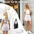 thumbnail image 5 of VDJ Casual Shorts for Women Summer Bohemian Lightweight Shorts Mid Waist White Beach Shorts Front Pockets Size S, 5 of 9