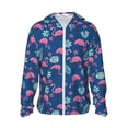 thumbnail image 2 of Uemuo Plants And Flamingos Pattern Women's Full Zip UPF 50+ Sun Protection Hoodie Jacket Long Sleeve Sun Shirt Hiking Outdoor Performance with Pockets-X-Large, 2 of 9