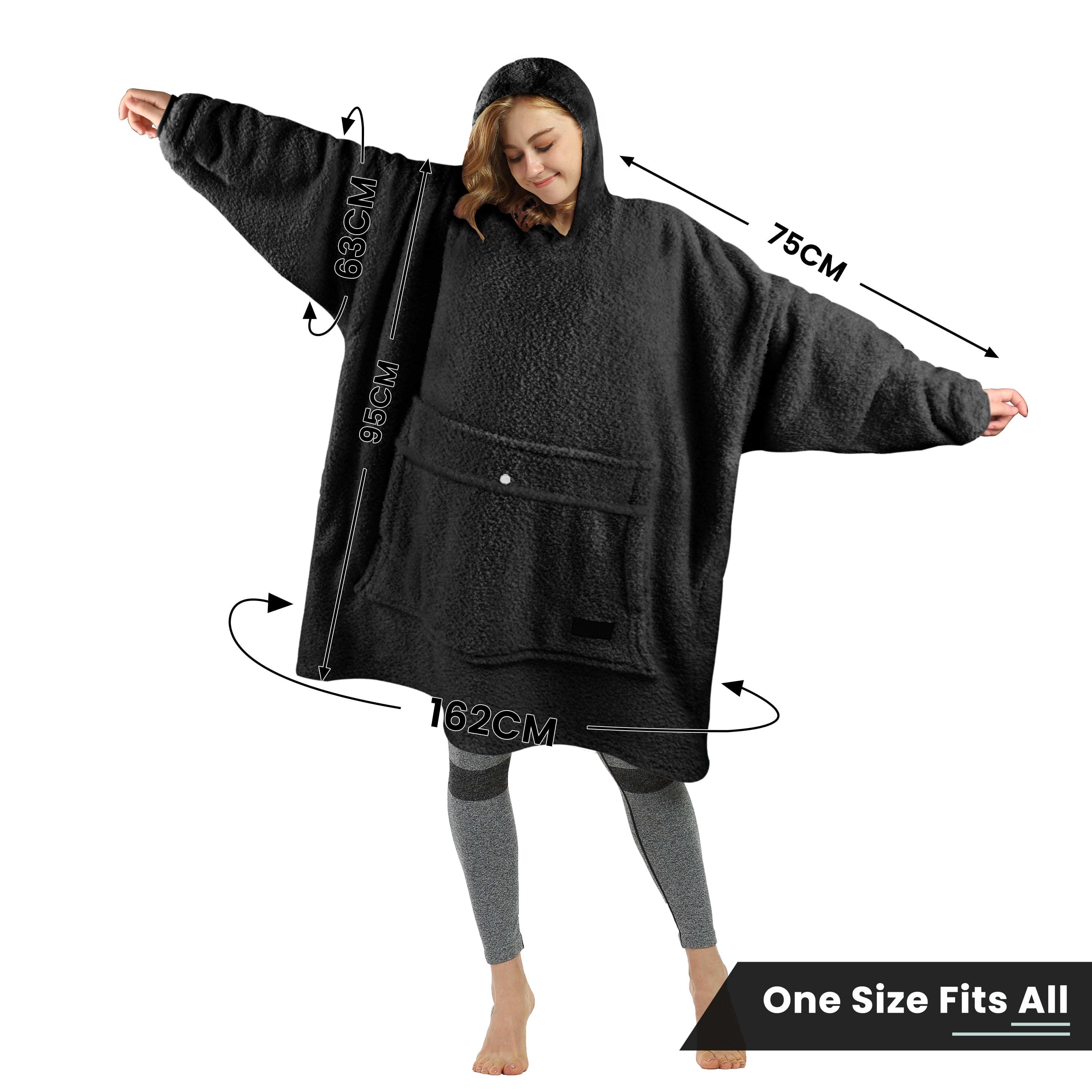 Tirrinia Oversized Wearable Blanket Hoodie, Fleece Home Blanket Sweatshirt, Warm Blanket with Sleeves, Gift for lover