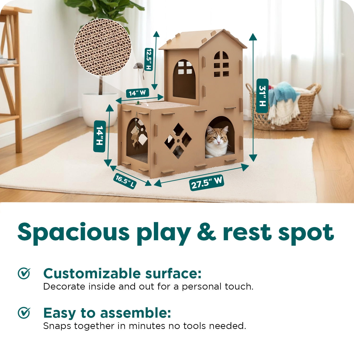 FH Tiger Tough Farmhouse 2-Level Scratcher House