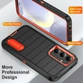 thumbnail image 2 of SaniMore for Samsung Galaxy S24 Hybird Case, [Tempered Glass Screen Protector] Rugged PC Back Shockproof TPU Shell Hidden Kickstand Drop Resistant Anti-slip Heavy Duty Protective Cover, A-Black/Orange, 2 of 9