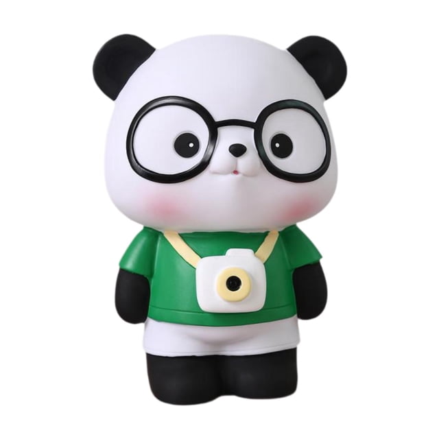 Alcancía con forma de panda, adorno para el día de San Valentín, dibujo animado, adorable, para niños, ahorro de dinero, caja de dinero para niños y Verde