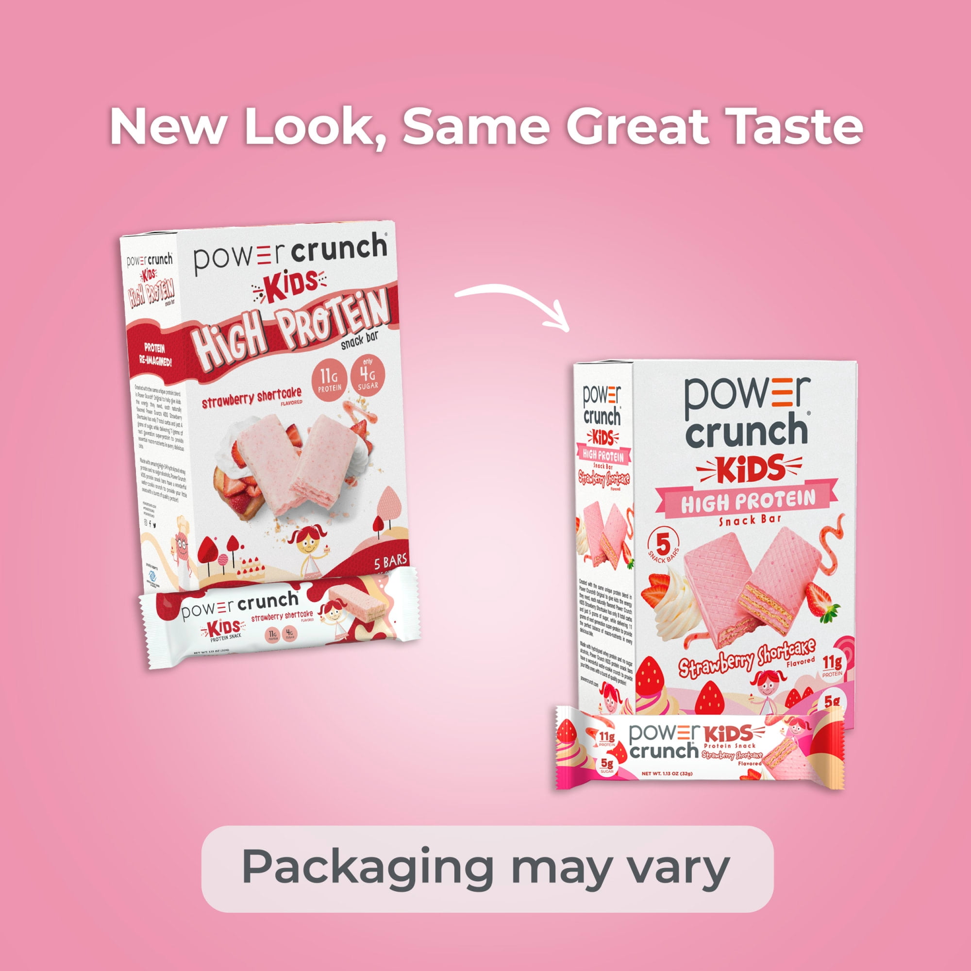 Power Crunch KIDS Strawberry Cream Bars 1.13oz, 5 Count Box