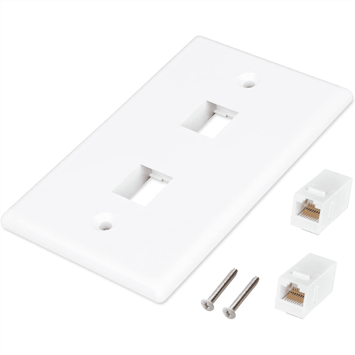 20 Pack 2 Port Ethernet Wall Plate, Cat6 Female to Jack RJ45 Inline Coupler Outlet, White
