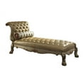 thumbnail image 3 of ACME Dresden Chaise w/Pillow in Bone Synthetic Leather & Gold Patina, 3 of 3