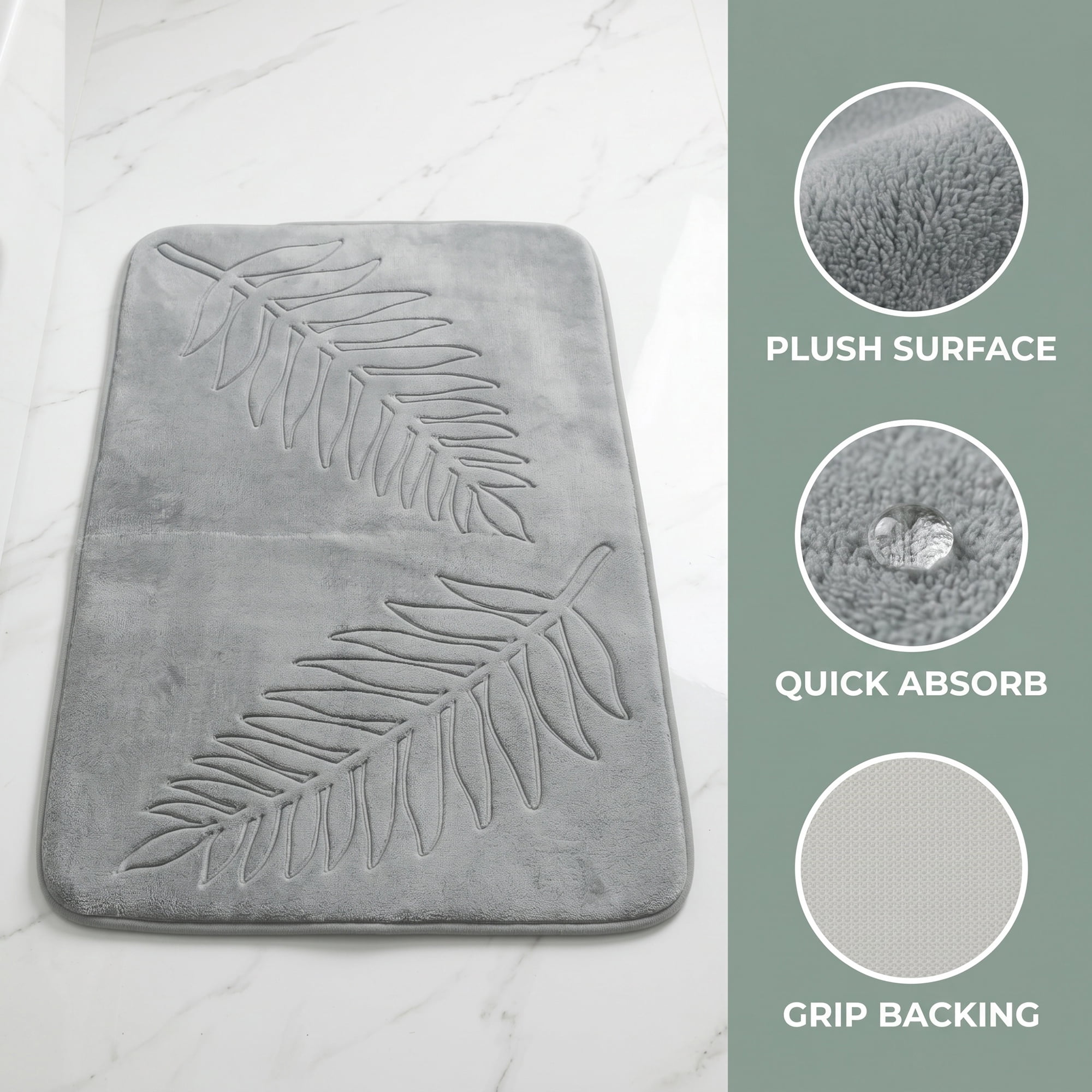 Unique Bargains Thick Absorbent Plush Non Slip Microfiber Bath Mat Gray 32" x 20"