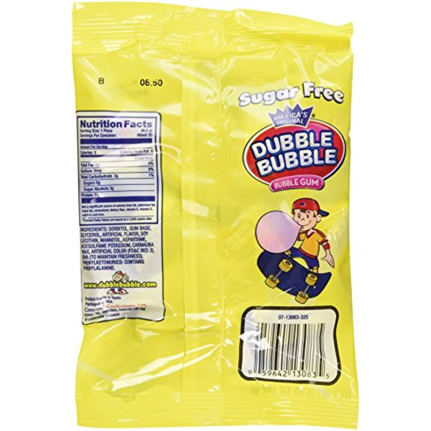Dubble Bubble Sugar Free Bubble Gum - Net Wt. 3.25 Oz. - Pack Of 12