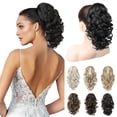 thumbnail image 2 of 12" Ponytail Extension, Classic Loose Curly Wavy Claw Clip Pony tails Hair Extensions Hairpieces for Women - Black, 2 of 7