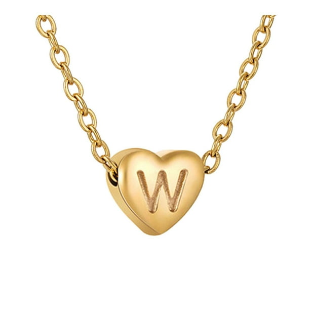 26 iniciales en forma de corazón collar alfabeto para las mujeres Collares de acero inoxidable para las mujeres A Z 26 iniciales alfabeto collares de oro para las mujeres niñas