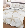 thumbnail image 3 of Quilts Full Size Bedding Set, Coastal Starfish Lightweight Quilted Comforter, Summer Beach Nautical Ocean Sea Soft Reversible Bedspread Coverlet with Pillow Covers for All Season, 78" x 90", 3 of 7