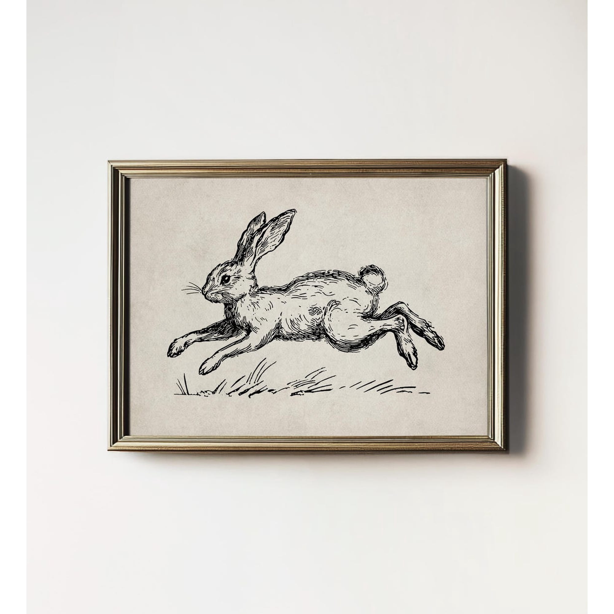 Rustic Rabbit Sketch Neutral Nursery Unframed Paper Print