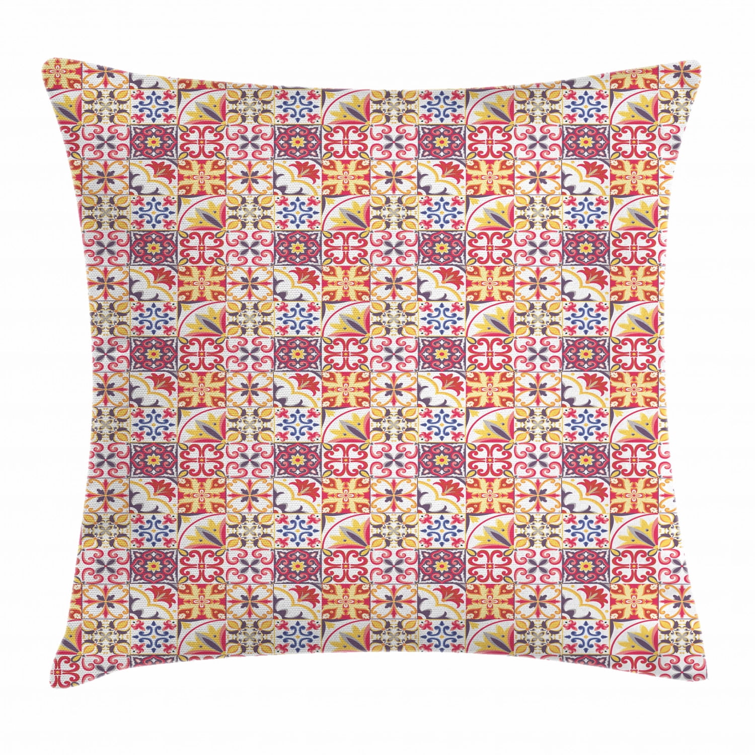 Moroccan Throw Pillow Cushion Cover, Italian Culture Inspired Floral