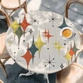 thumbnail image 2 of Multi-Color Diamond Round Tablecloth, Fitted Table Cover with Elastic for 45"-54" Round Tables, Modern Geometric Middle Century Beige Table Cloth Outdoor Indoor Dinning Party Waterproof Tablecloths, 2 of 7