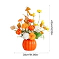 thumbnail image 3 of Pumpkin-Shaped Ceramic Vase with Handmade Silk Flower Arrangement for Living Room, Dining Table, and Home Decor Orange, 3 of 5